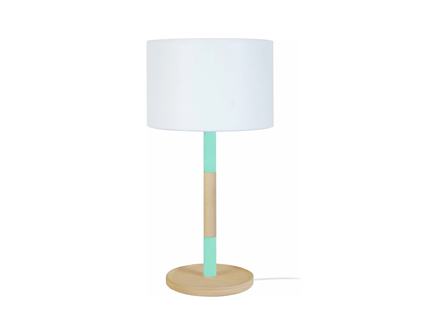 Lampe de chevet droit bois naturel,turquoise 45 cm.