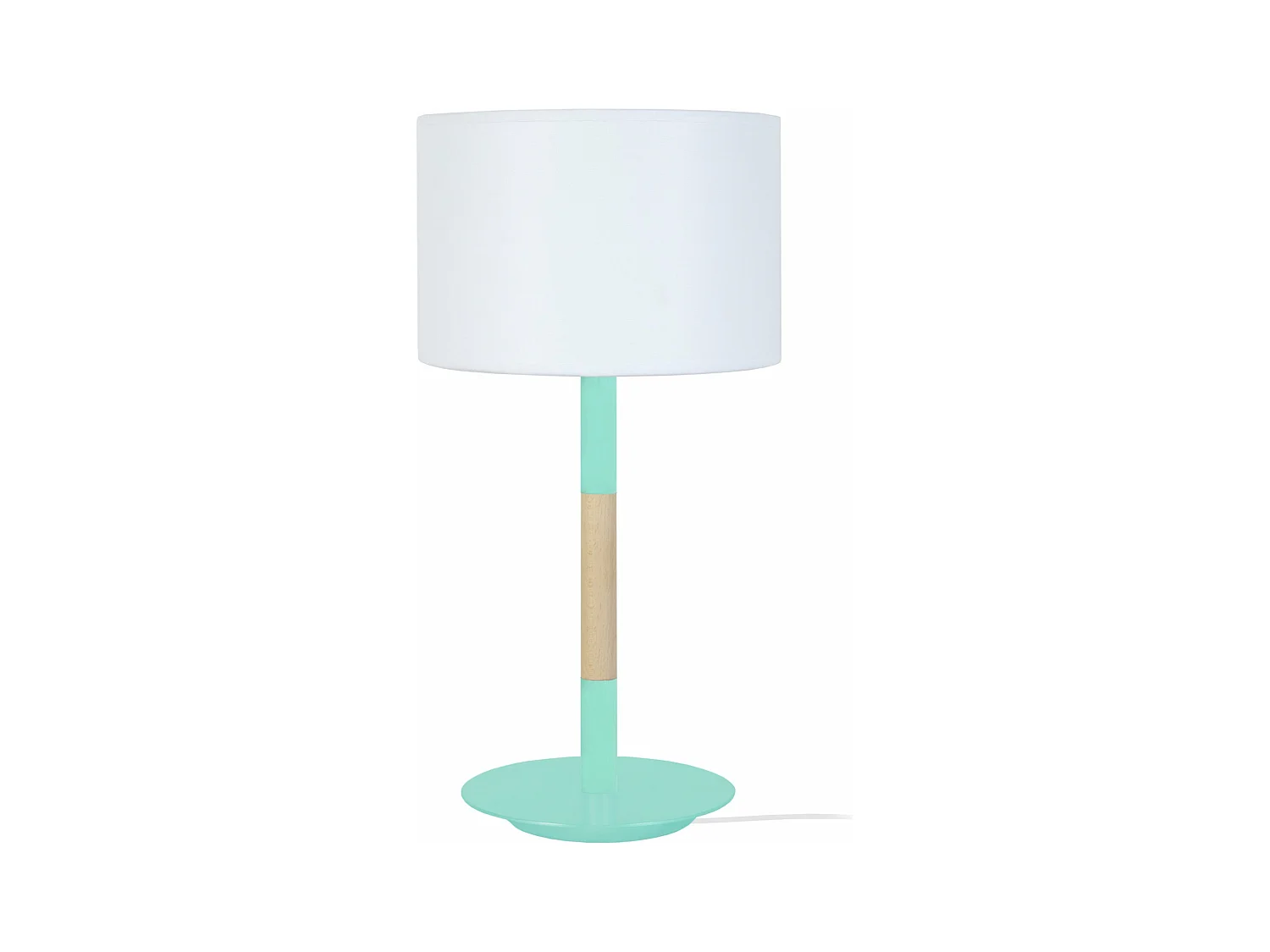 Lampe de chevet droit métal, bois,turquoise 45 cm.
