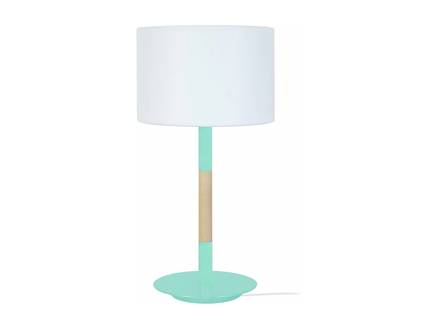 Lampe de chevet droit métal, bois,turquoise 45 cm.