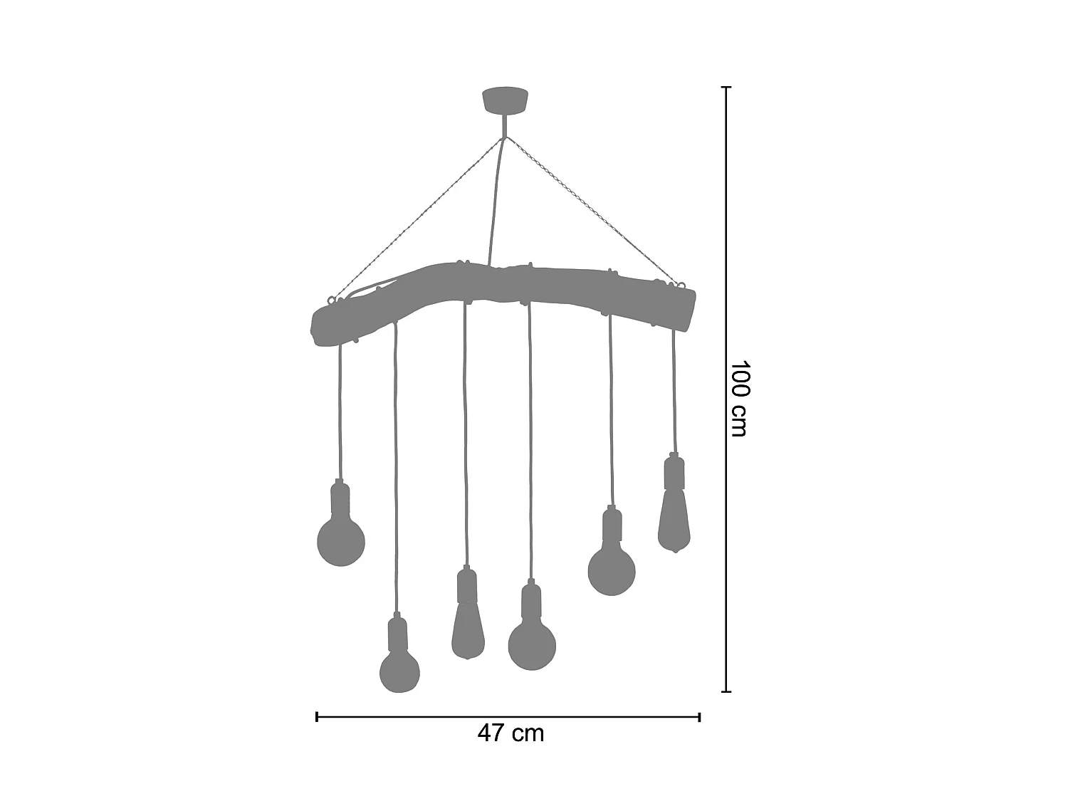 TACKS 8 - Suspension grappe bois foncé