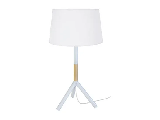 Lampe a poser trepied métal,blanc 62 cm.
