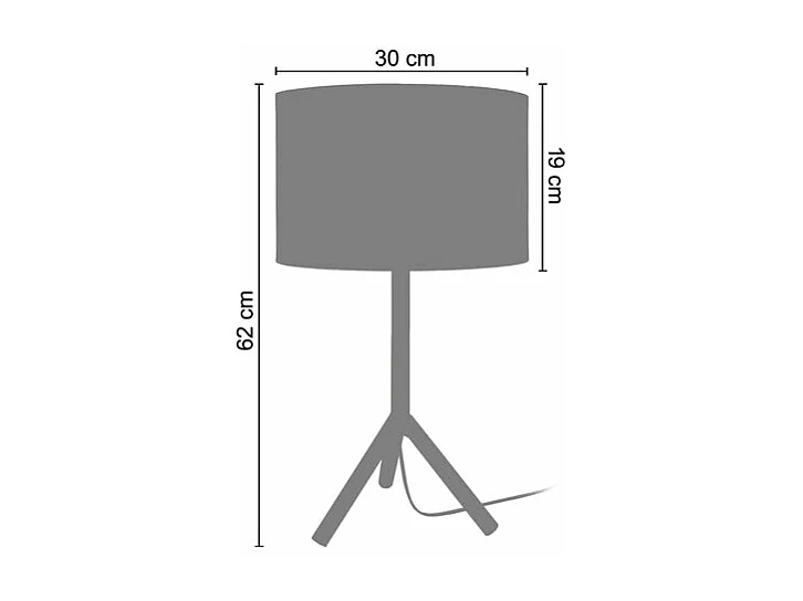 Abajur TOSEL ARHUS tecido tripé branco D30 x  H54  cm