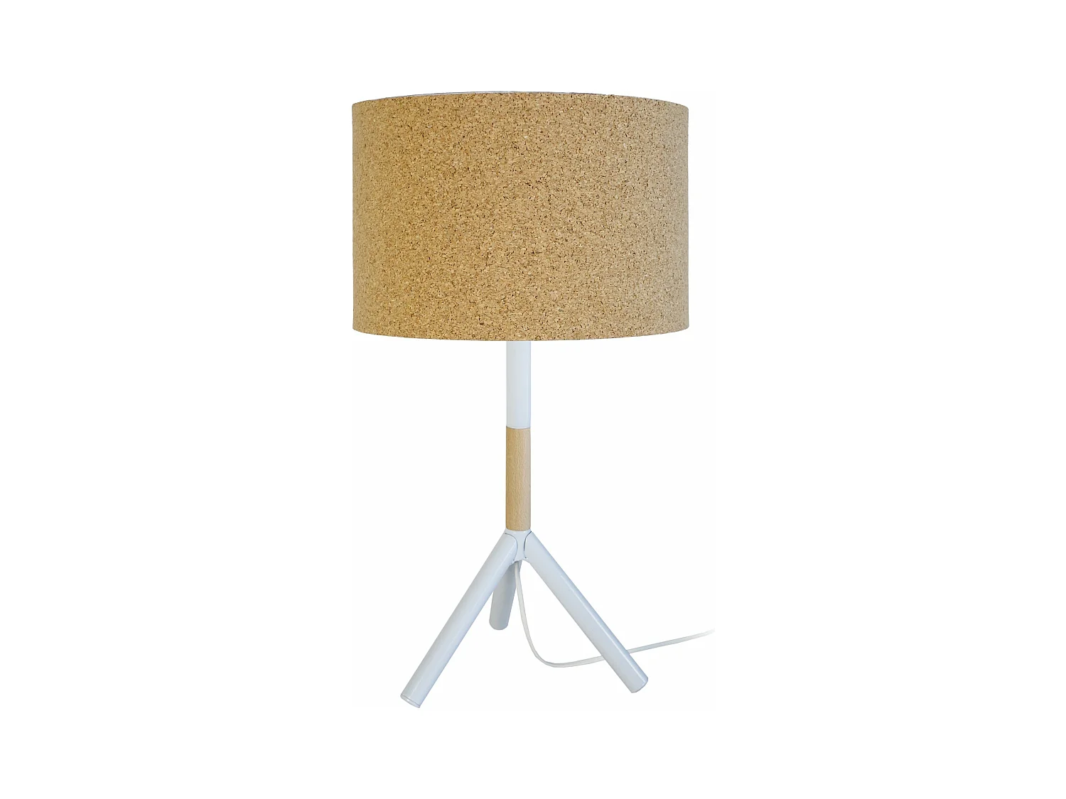 Lampe a poser trepied métal,liège 62 cm.