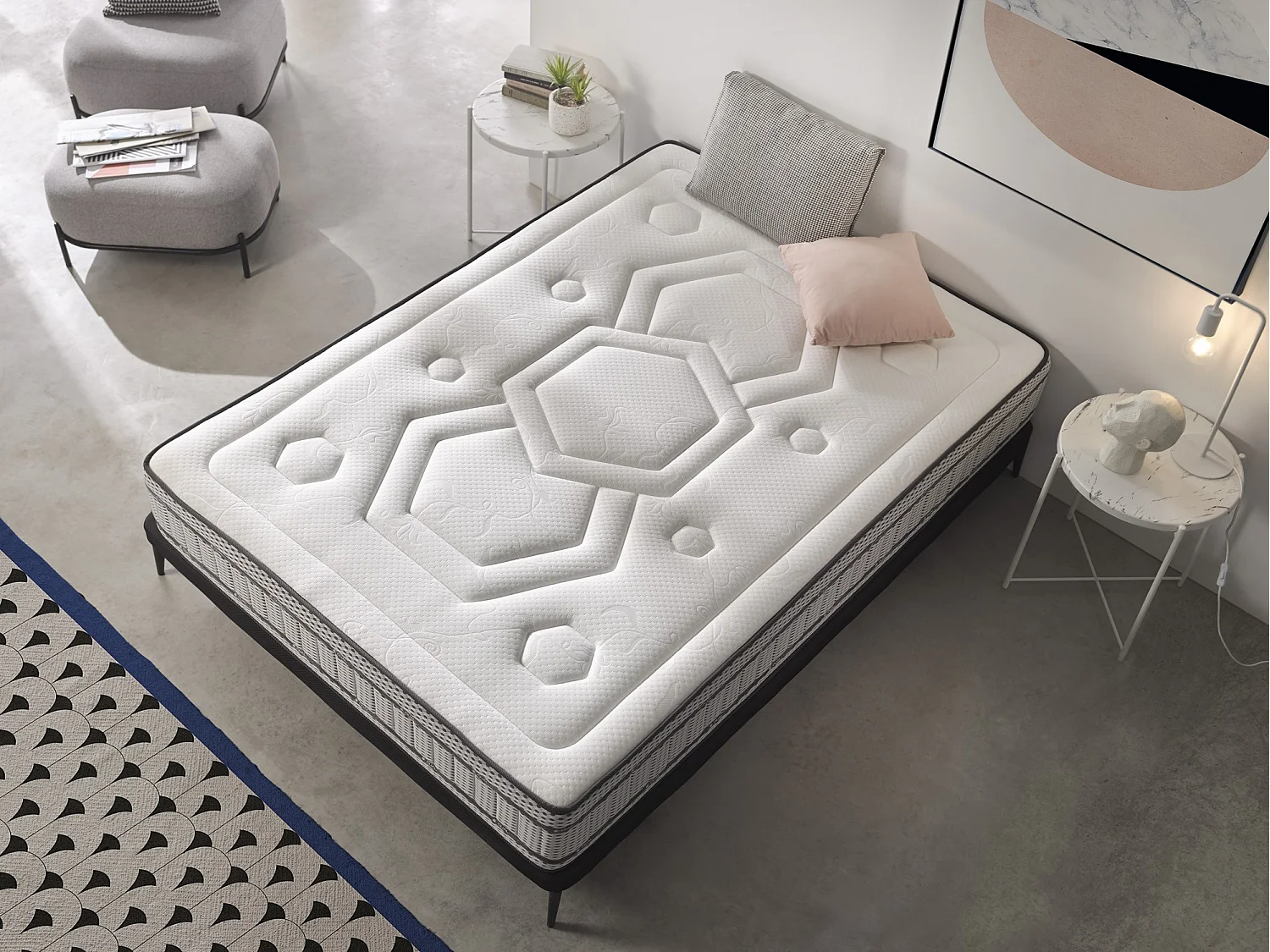 Matelas à ressorts ensachés double mémoire double face 140x190 Hauteur 30 cm +/-2.