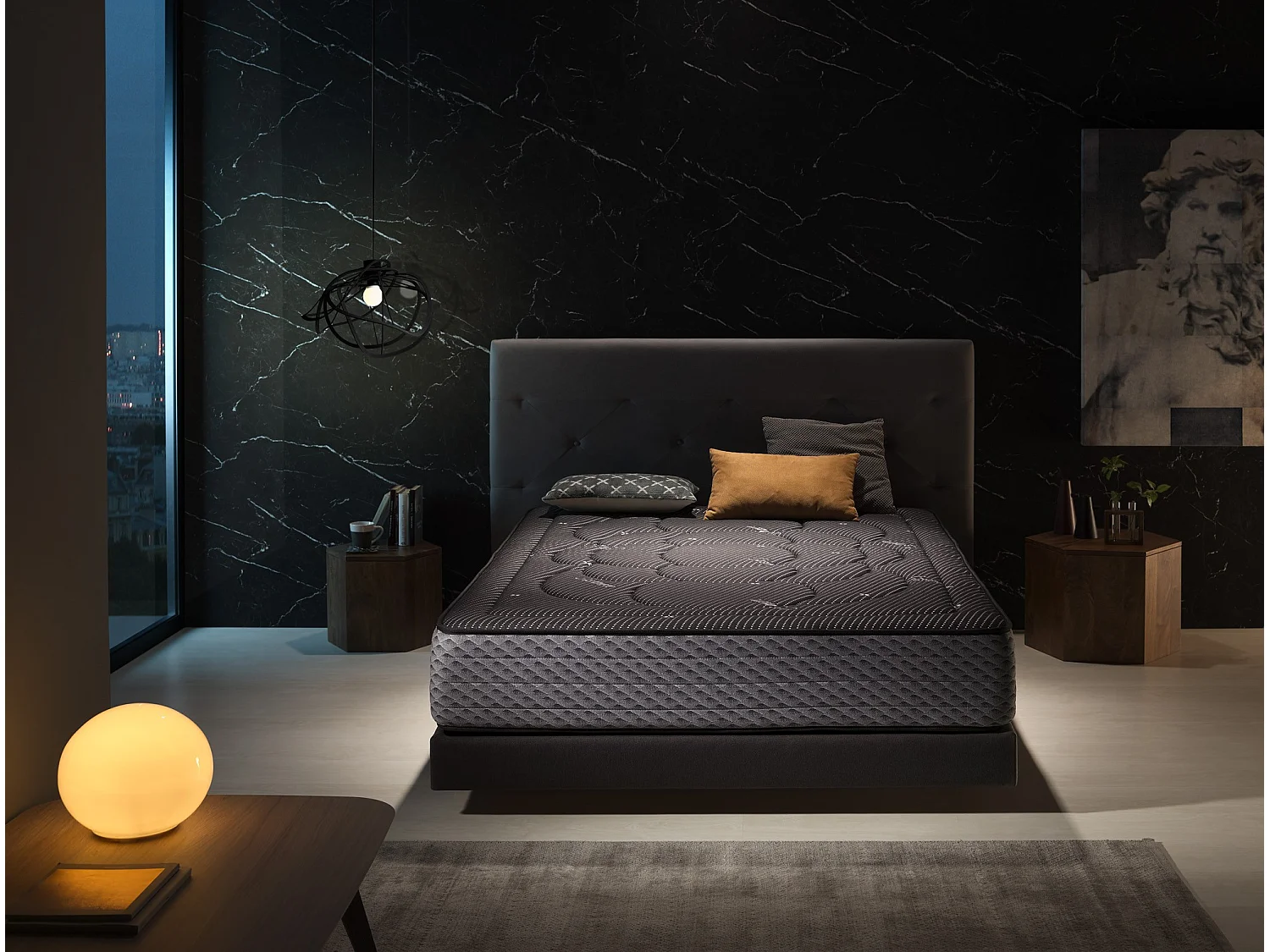 Matelas Visco 140x180 Cachemire Confort Nuit Hauteur 30cm Fermeté Moyenne-Haute.