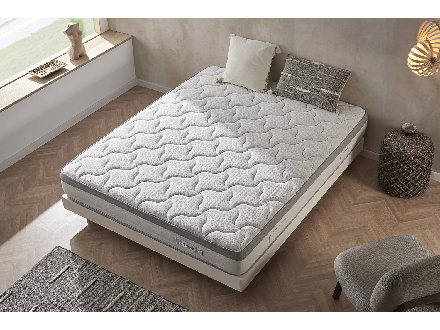 Matelas Visco à ressorts ensachés Paradise 67,5x200 Hauteur 27cm +/-2.