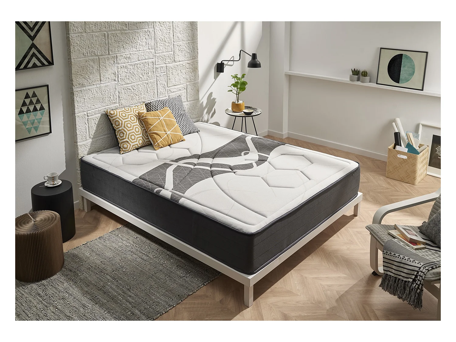 Colchón Muelles Ensacados 105x200 Con ViscoGrafeno Altura 29 cm +/-2 Antibacteriano.