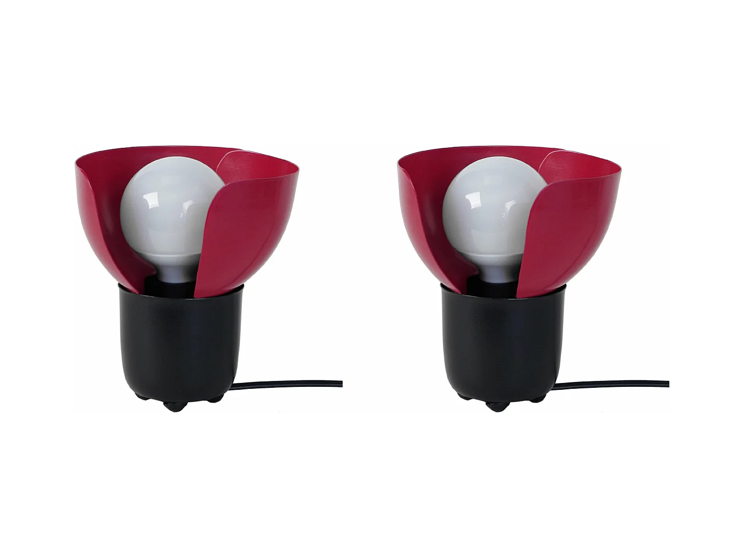 Pair de Lampes de chevet demi bol métal  noir,rose 17 cm.
