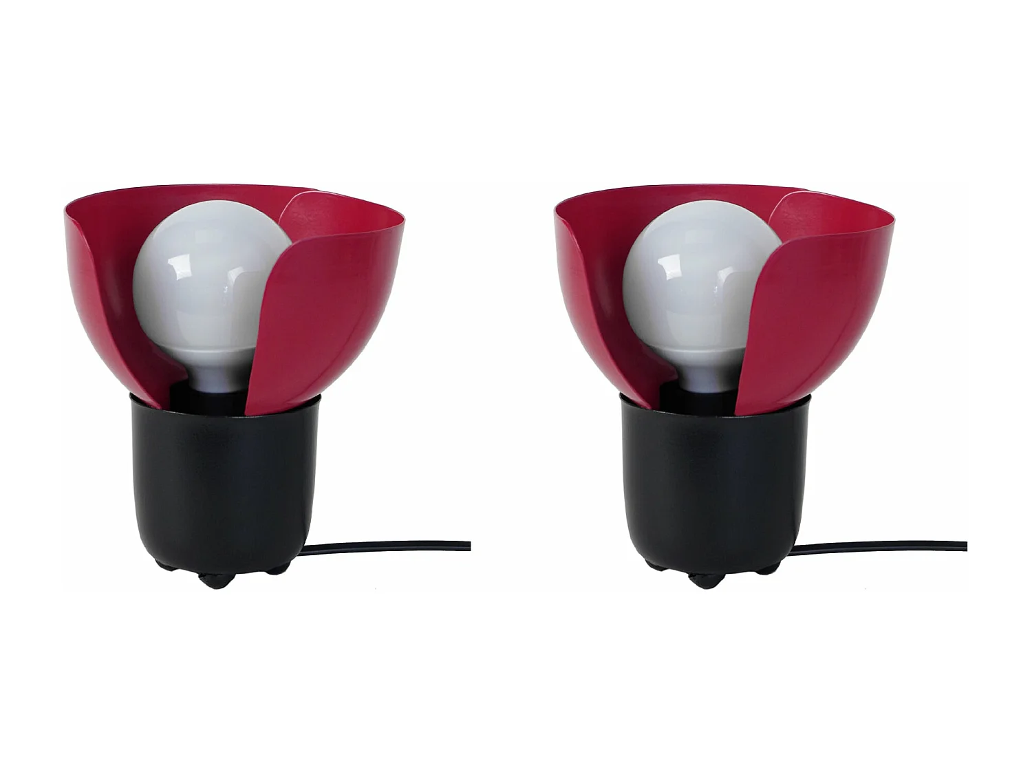 Pair de Lampes de chevet demi bol métal  noir,rose 17 cm.