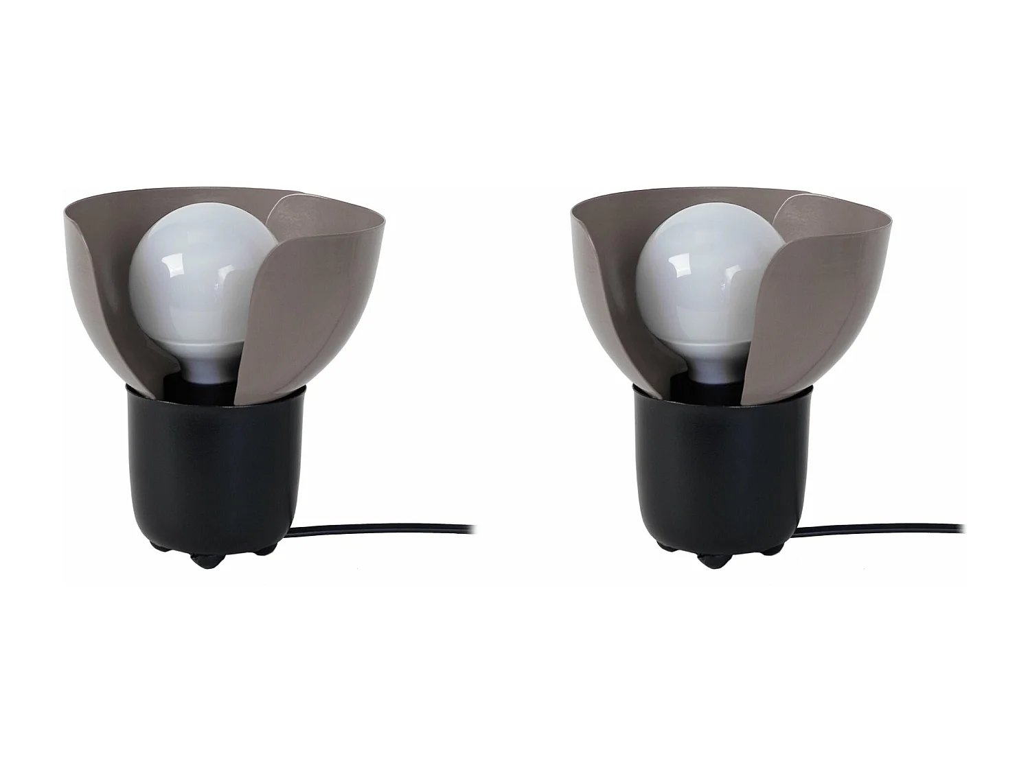 Pair de Lampes de chevet demi bol métal  noir,taupe 17 cm.