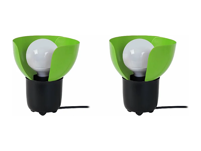 Pair de Lampes de chevet demi bol métal  noir,vert 17 cm.
