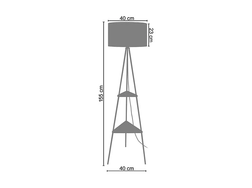 Lampadaire étagère métal  ivoire 155 cm.