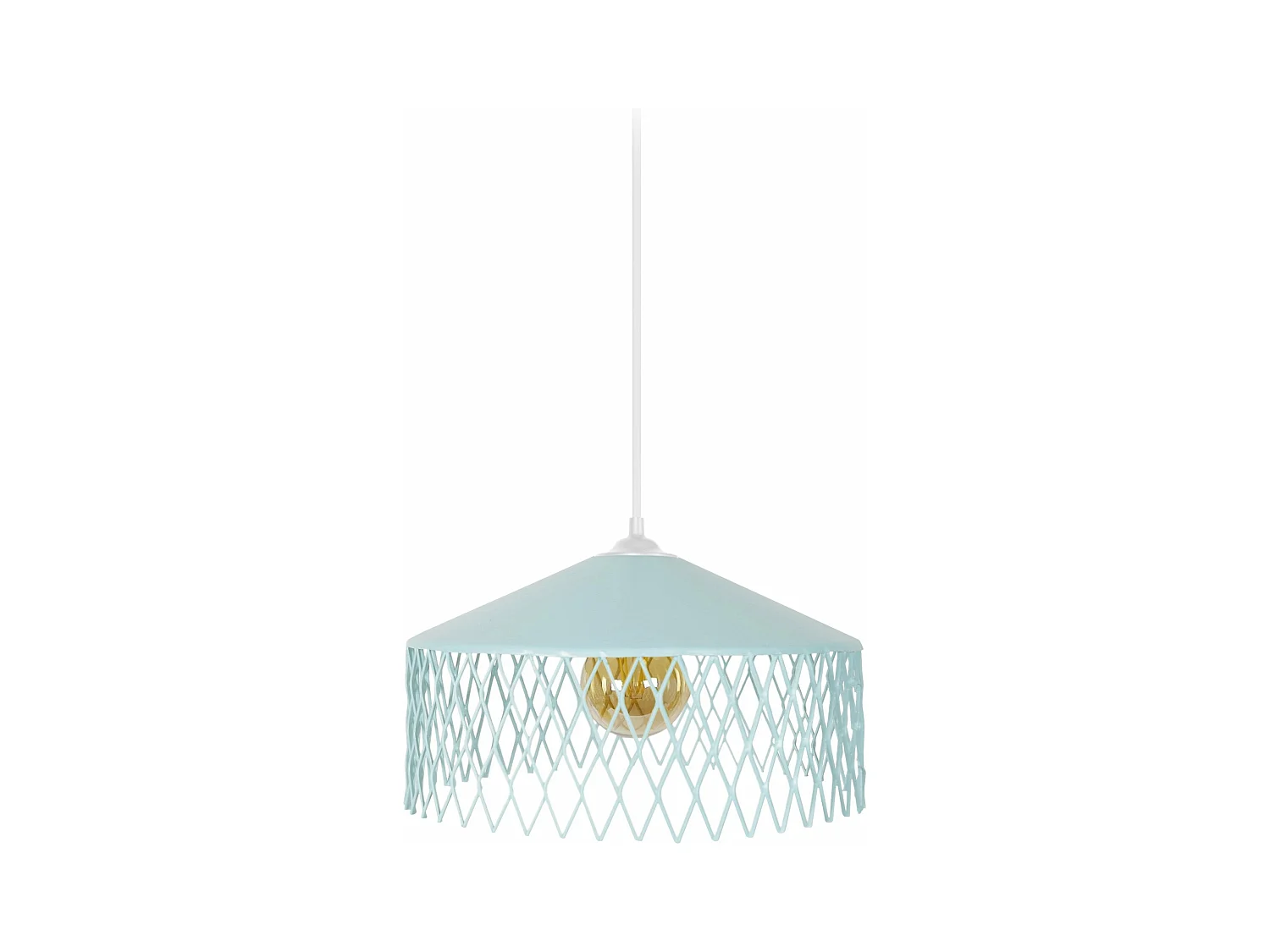 Suspension cone métallique á carreaux Bleu 70 cm.