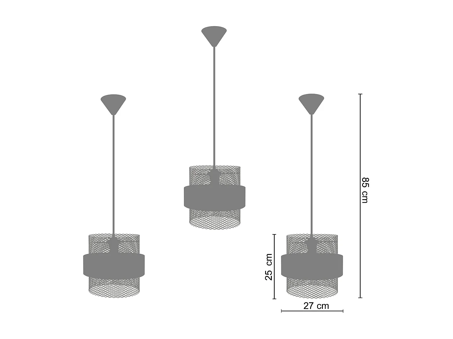 Suspensión  TOSEL ,metal,Blanco  ,A 85xD 27x P 27cm