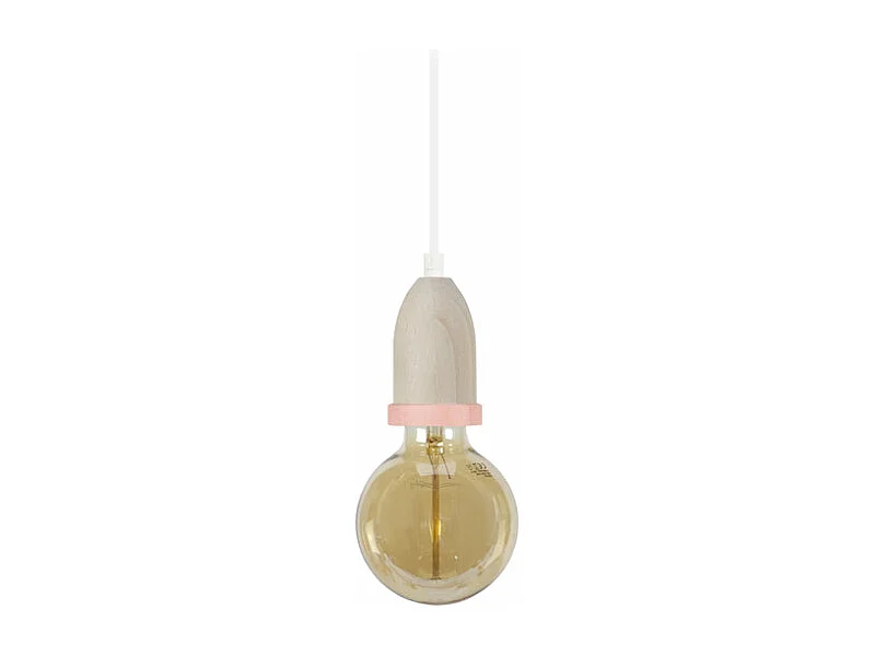 Suspension conique bois  naturel,rose 80 cm.