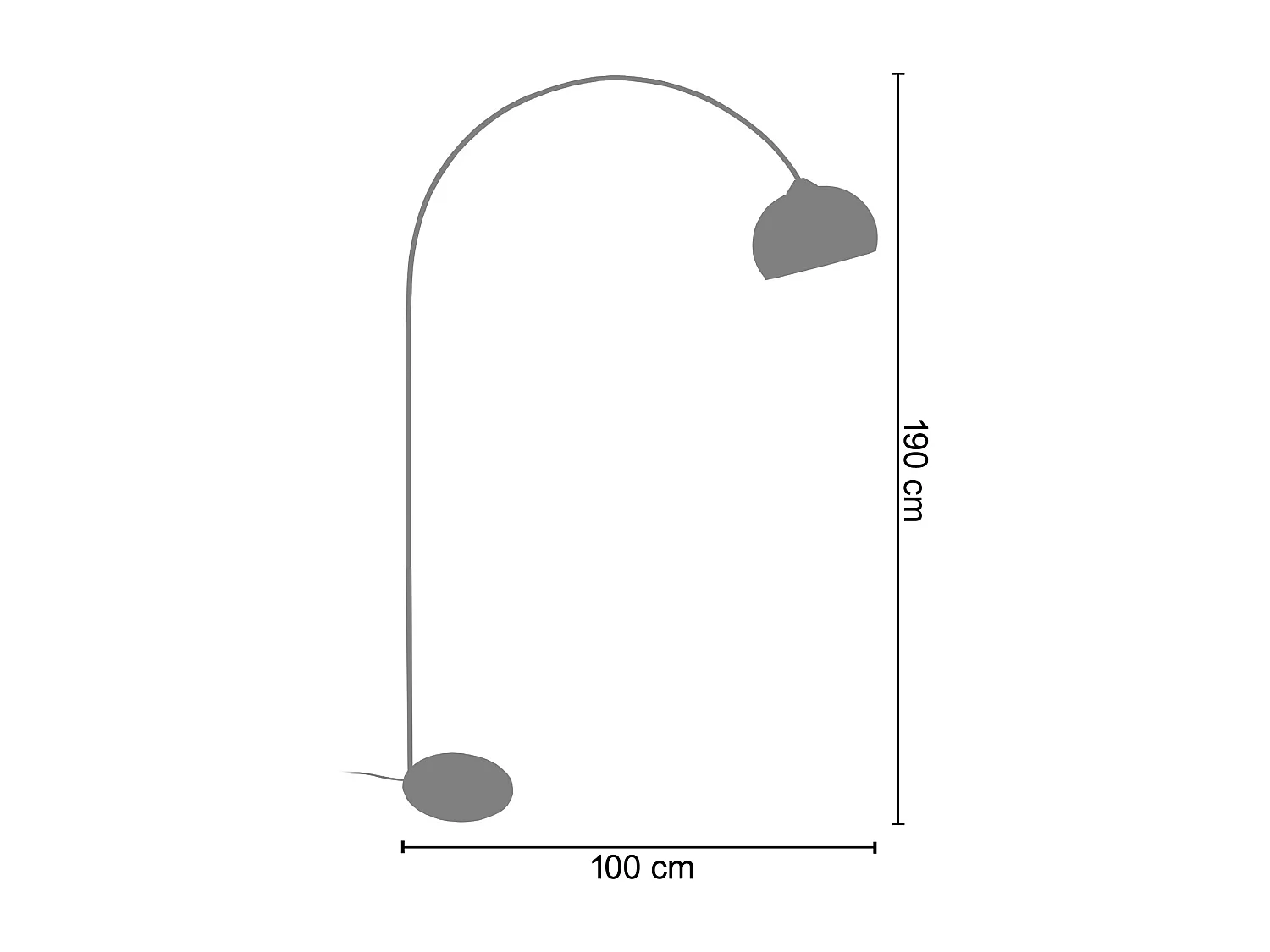 Lampadaire arc métal aluminium noir 189 cm.