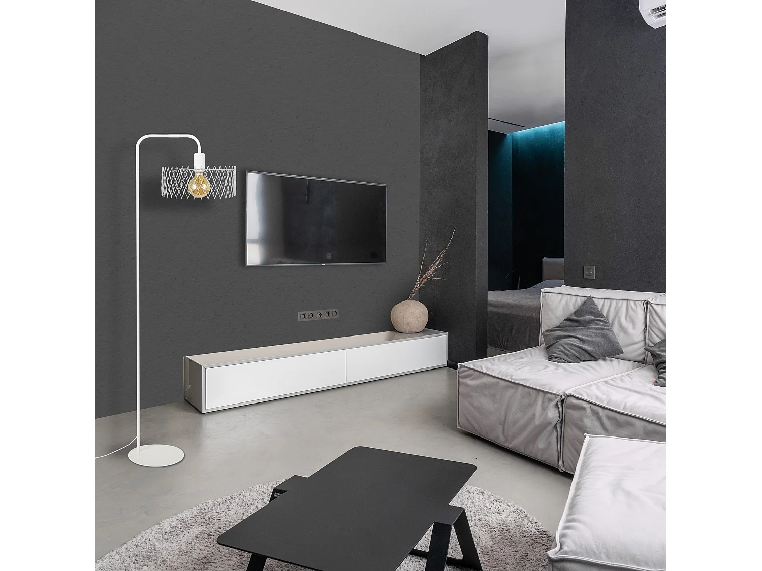 Candeeiro de Pé TOSEL ANNEAUX DE SATURNE metal certo preto D40 x  H175  cm