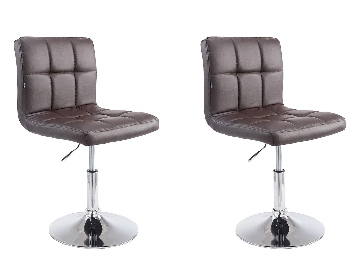 Lot de 2 chaises de salle à manger style moderne et design en synthétique marron hauteur réglable pivotant pieds en métal 10_CDS10088