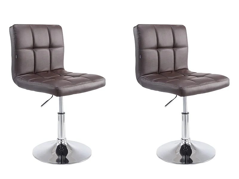 Lot de 2 chaises de salle à manger style moderne et design en synthétique marron hauteur réglable pivotant pieds en métal 10_CDS10088