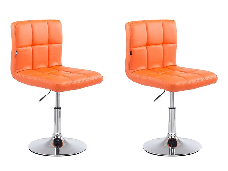 Lot de 2 chaises de salle à manger style moderne et design en synthétique orange hauteur réglable pivotant pieds en métal 10_CDS10090