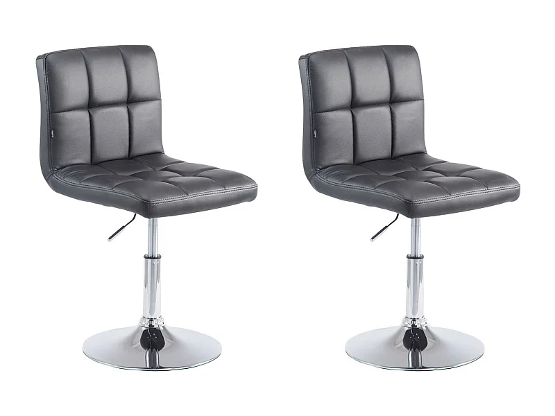 Lot de 2 chaises de salle à manger style moderne et design en synthétique noir hauteur réglable pivotant pieds en métal 10_0000223