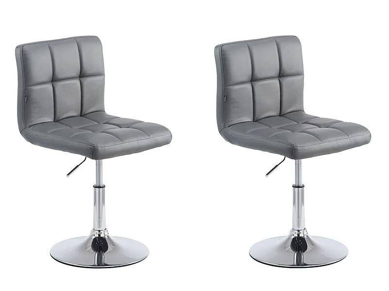 Lot de 2 chaises de salle à manger style moderne et design en synthétique gris hauteur réglable pivotant pieds en métal 10_0000226