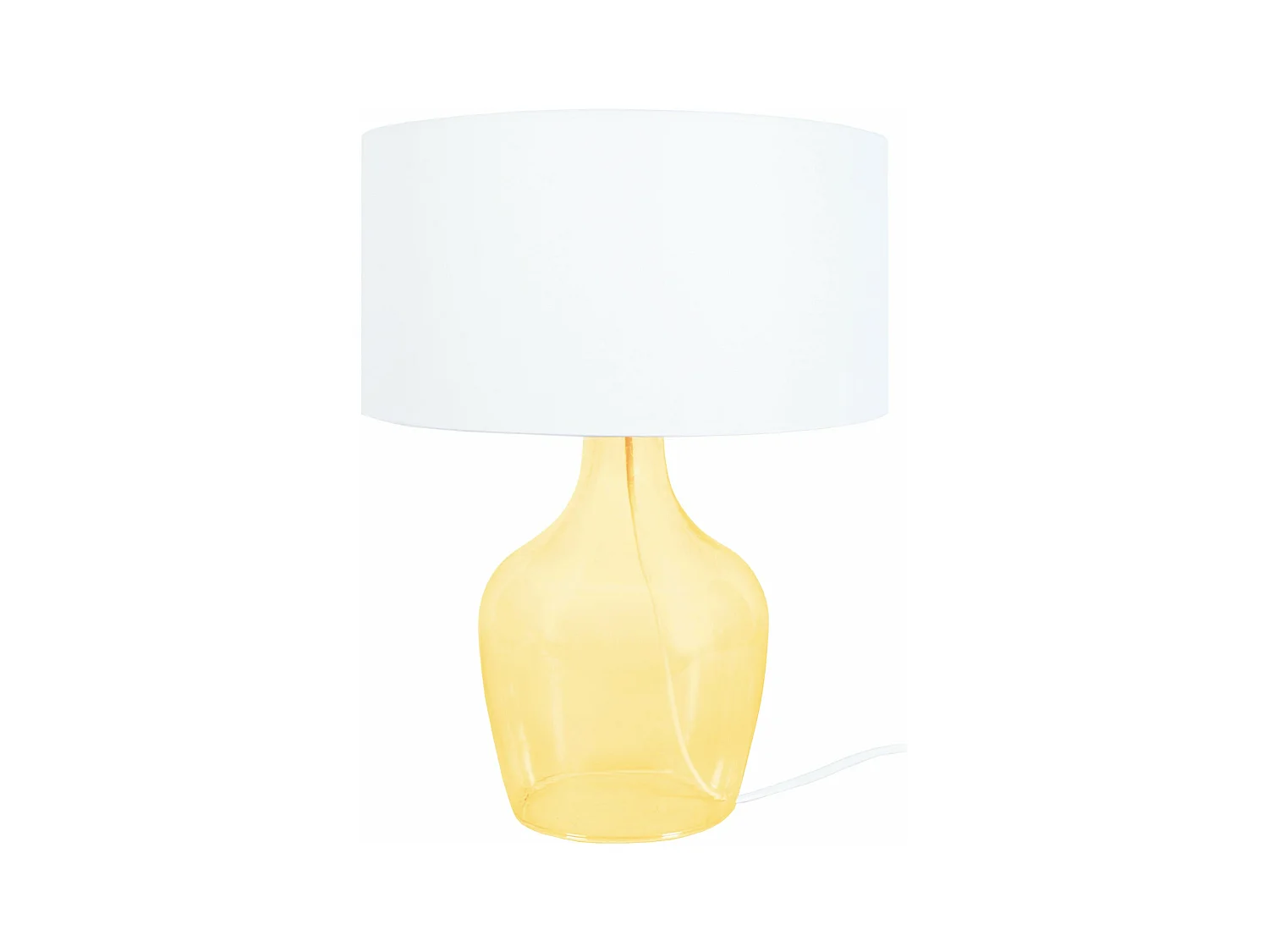 Lampe de chevet bouteille verre  jaune 37 cm.