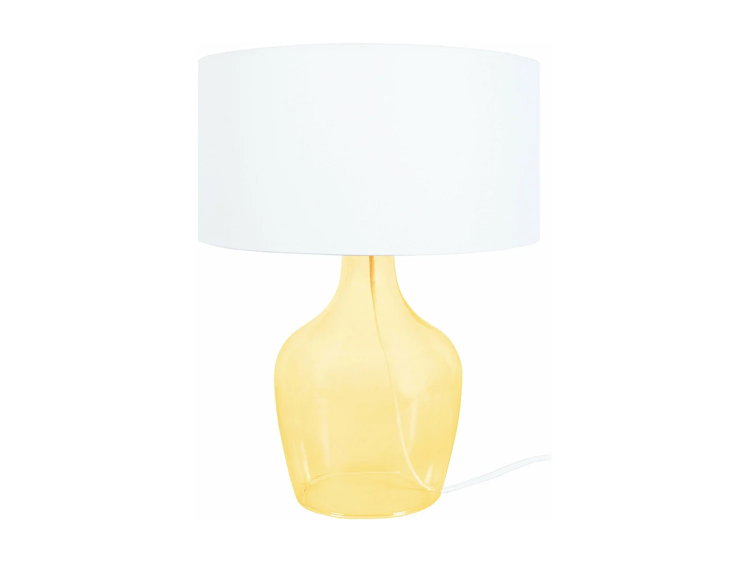 Lampe de chevet bouteille verre  jaune 37 cm.
