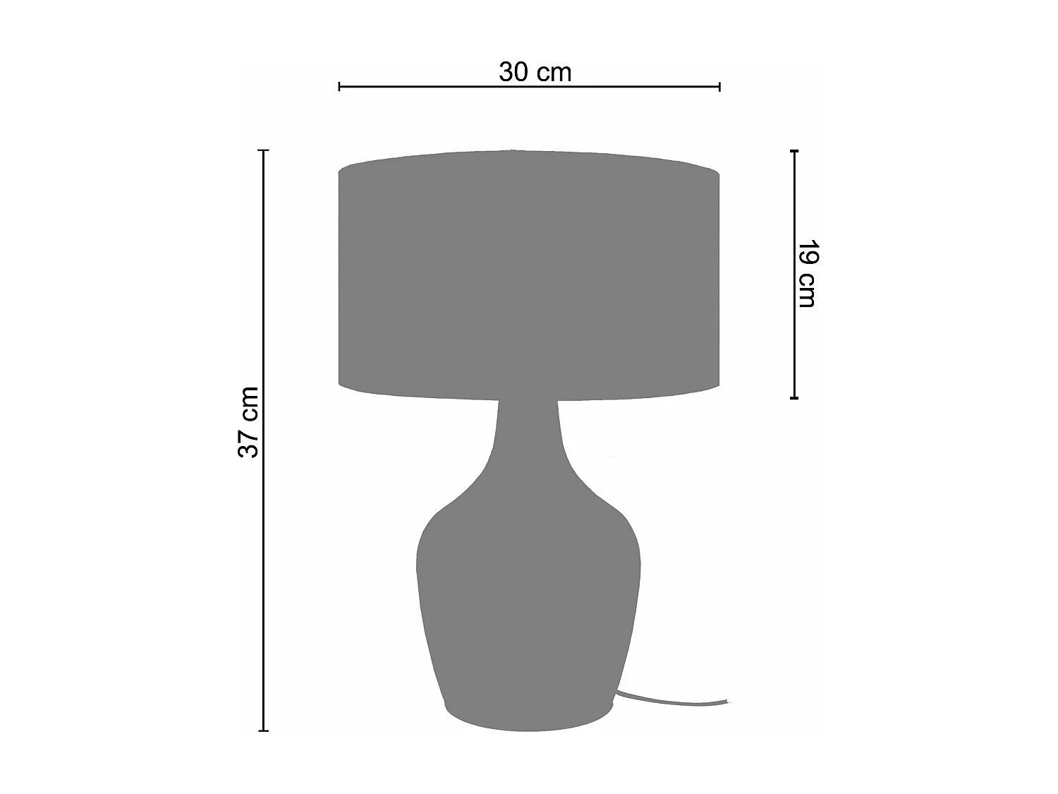 Lampe de chevet bouteille verre  jaune 37 cm.