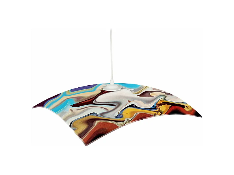Suspension carré verre  blanc 60 cm.