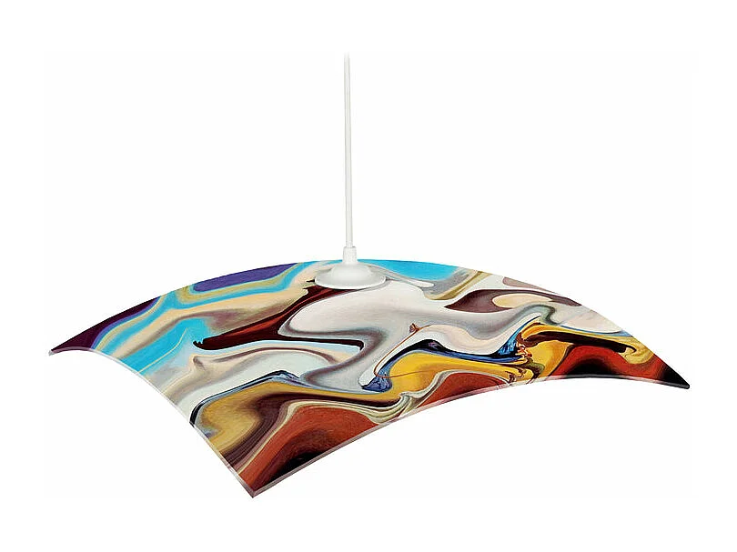 Suspension carré verre  blanc 60 cm.