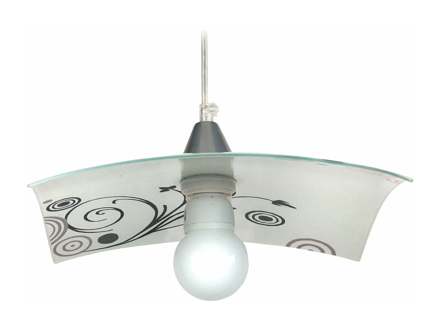 Suspension carré verre  aluminium,blan,noir  60 cm.