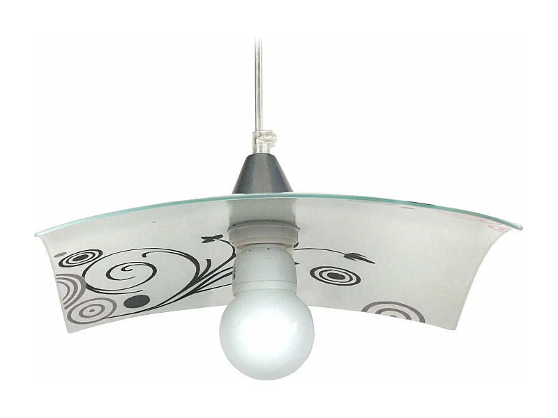 Suspension carré verre  aluminium,blan,noir  60 cm.