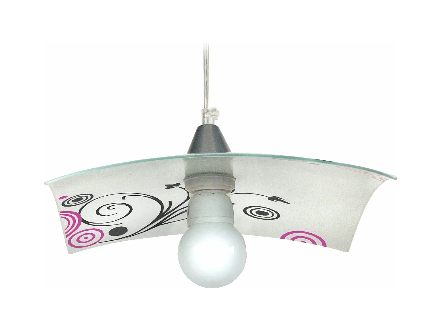 Suspension carré verre  aluminium,blan,rose  60 cm.