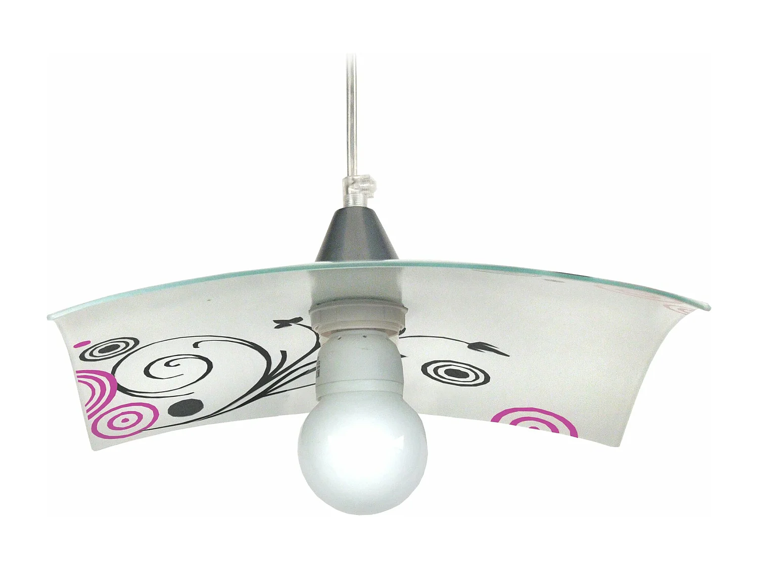 Suspension carré verre  aluminium,blan,rose  60 cm.