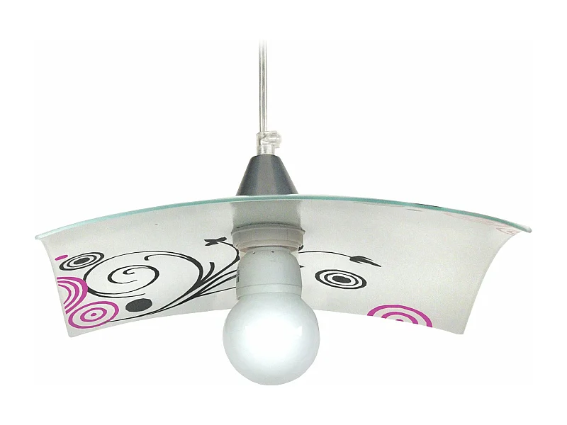 Suspension carré verre  aluminium,blan,rose  60 cm.