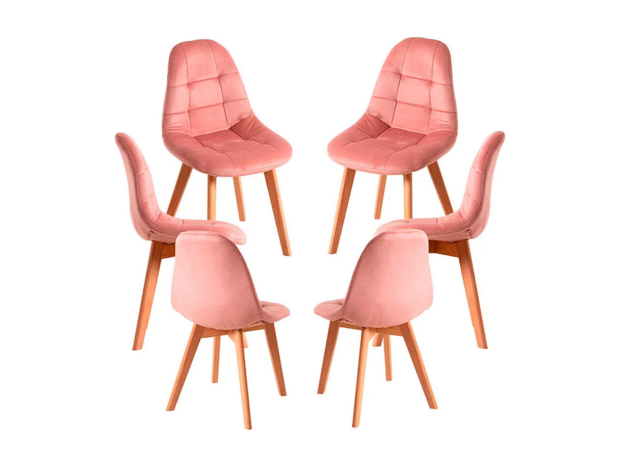 Packs Sillas Comedor - Pack 6 Sillas Kelen Terciopelo - Rosa
