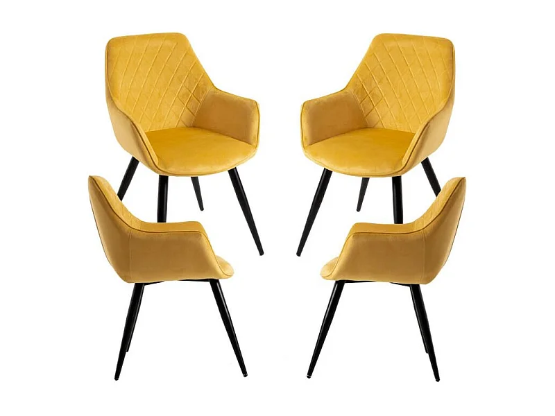 Packs Sillas Comedor - Pack 4 Sillas Kres Terciopelo - Amarillo