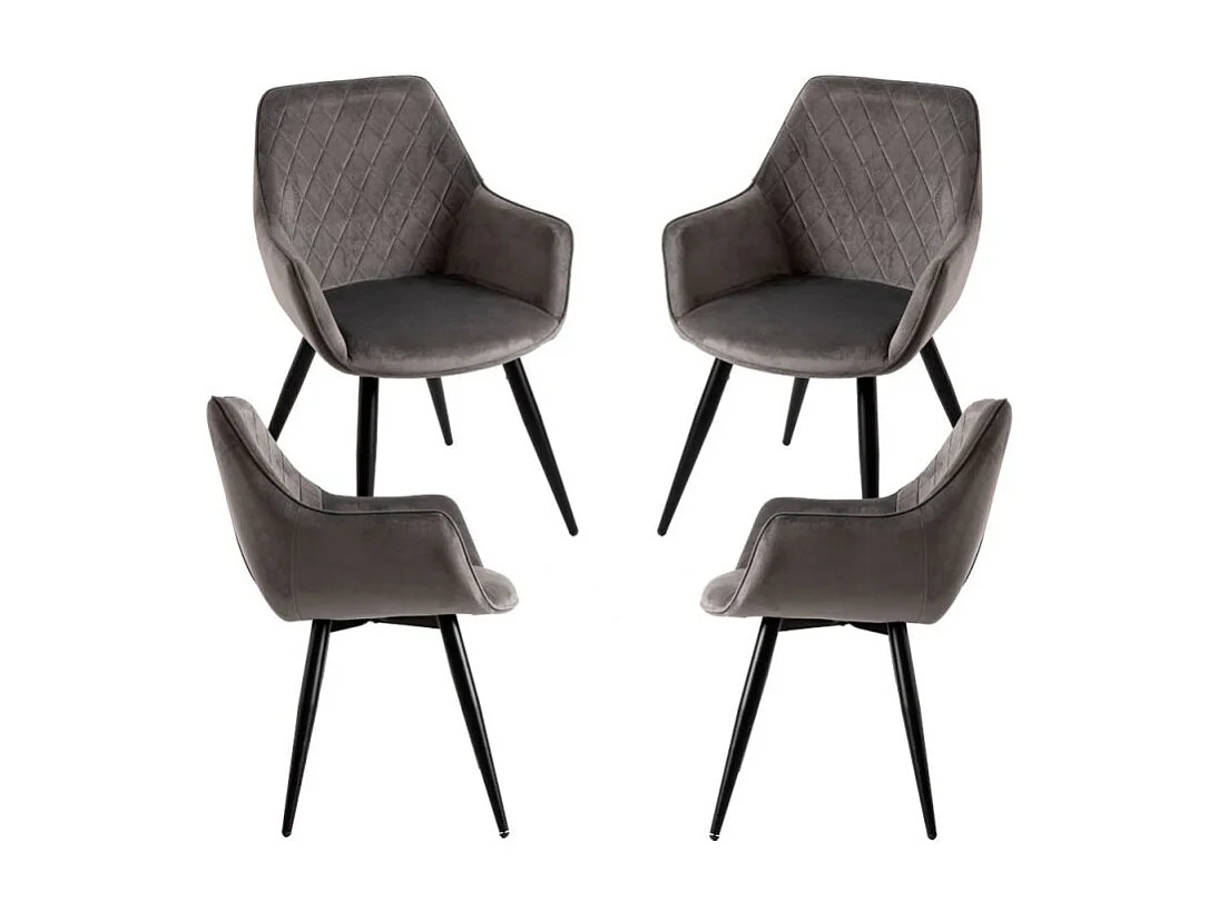 Packs Sillas Comedor - Pack 4 Sillas Kres Terciopelo - Gris oscuro