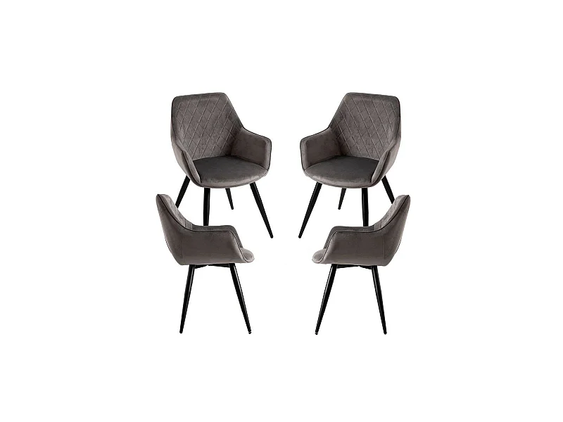 Packs Sillas Comedor - Pack 4 Sillas Kres Terciopelo - Gris oscuro