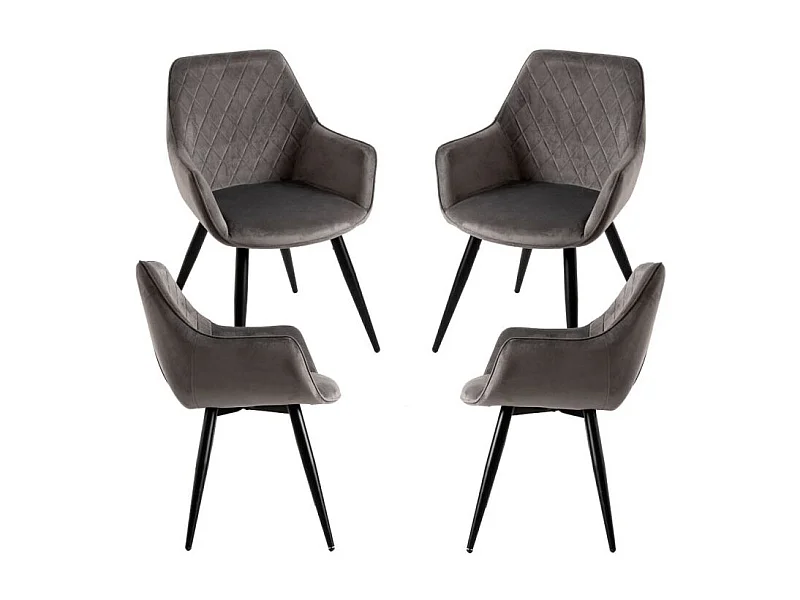 Packs Sillas Comedor - Pack 4 Sillas Kres Terciopelo - Gris oscuro