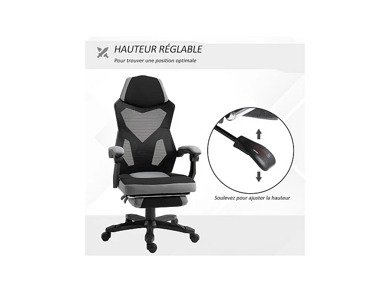 Fauteuil de bureau gaming STARSHIP gris et noir