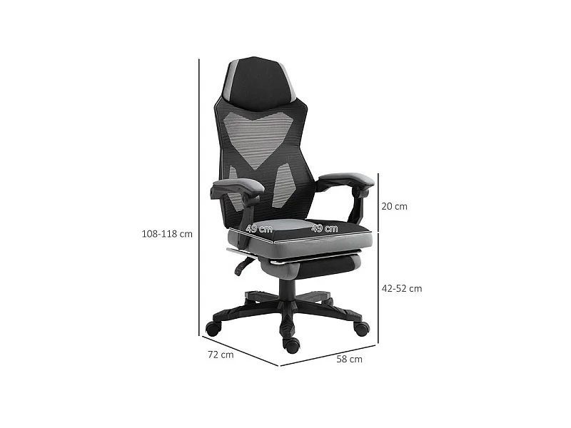 Fauteuil de bureau gaming STARSHIP gris et noir