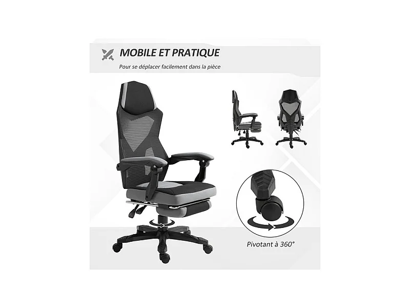 Fauteuil de bureau gaming STARSHIP gris et noir