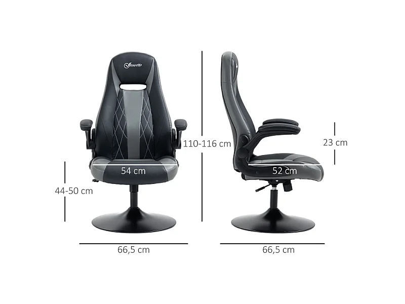 Fauteuil de gaming LIVIO gris et noir