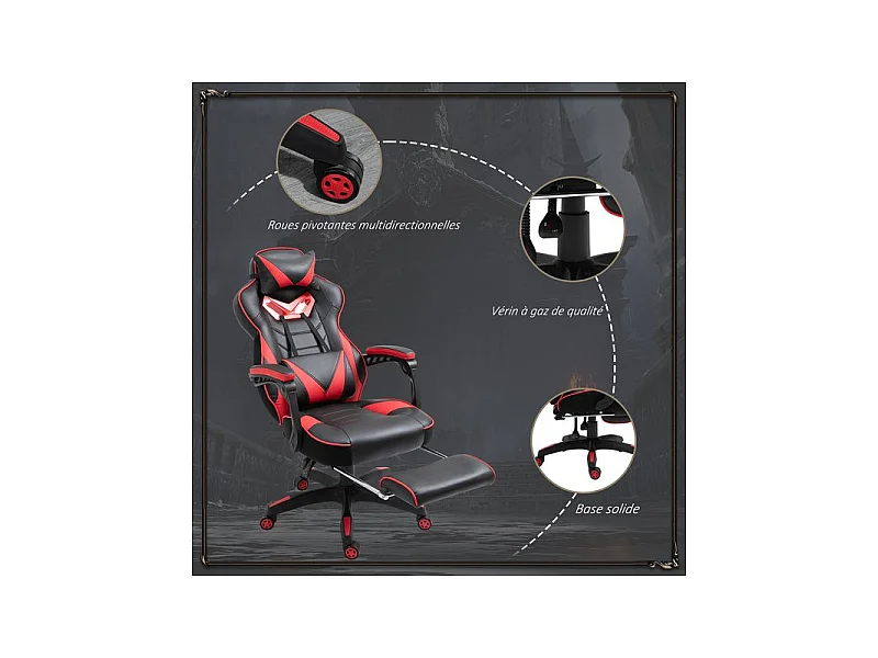 Fauteuil de bureau Gaming RACE rouge et noir