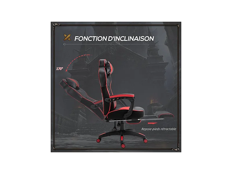 Fauteuil de bureau Gaming RACE rouge et noir
