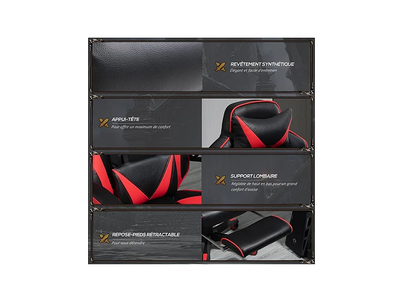 Fauteuil de bureau Gaming RACE rouge et noir