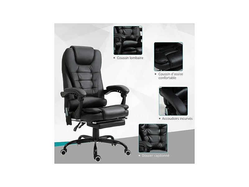 Fauteuil de bureau relaxant massant BRANSON noir