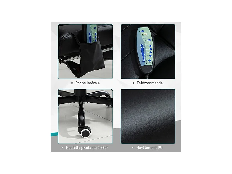 Fauteuil de bureau relaxant massant BRANSON noir